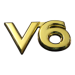 علامة V6 ذهبي شعار بارز