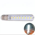 Clear plastic LED light bar with multiple yellow LED chips arranged in a row (informational image of an LED strip). Inset shows the bar lit up, emitting bright white light.